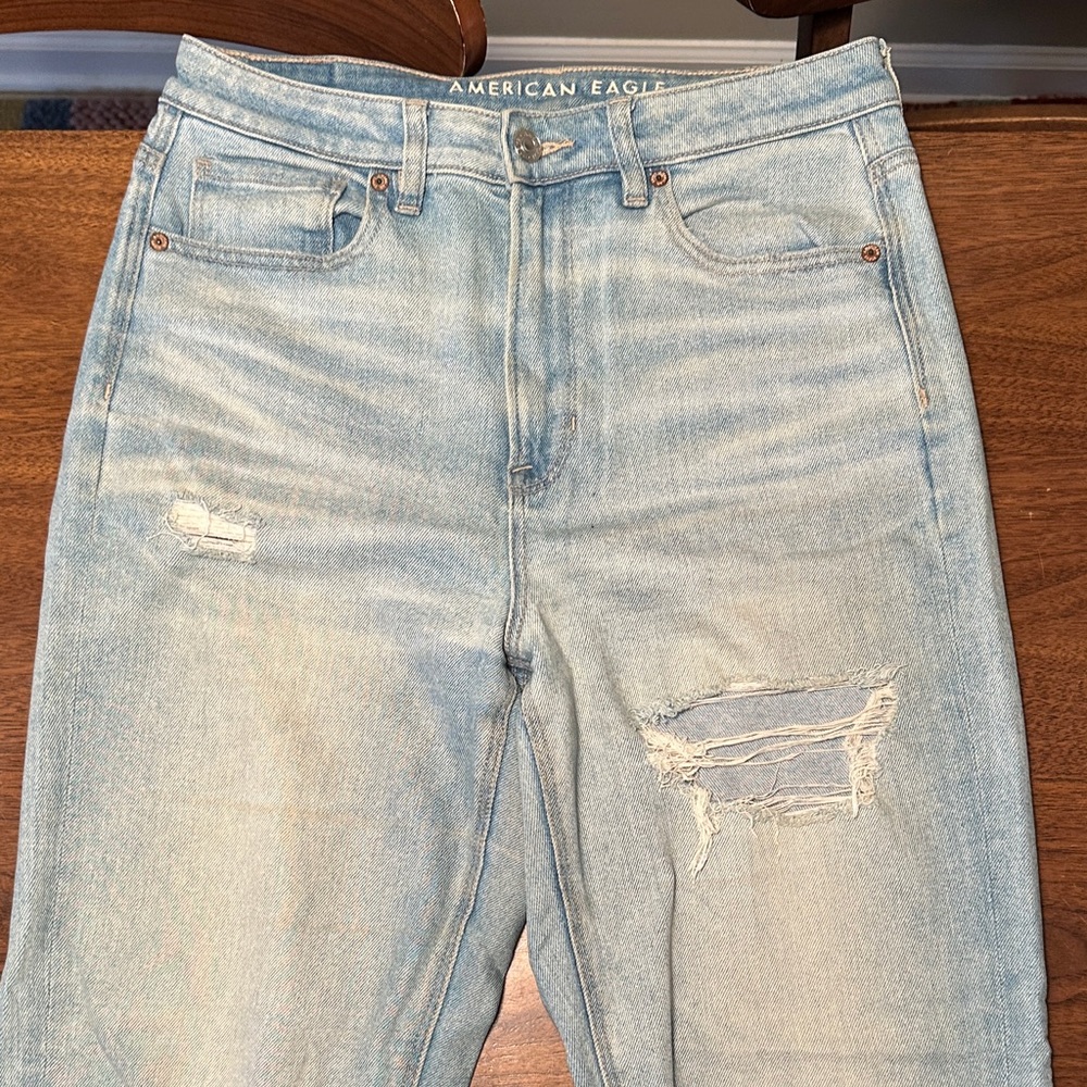 American Eagle Outfitters ripped mom straight jeans